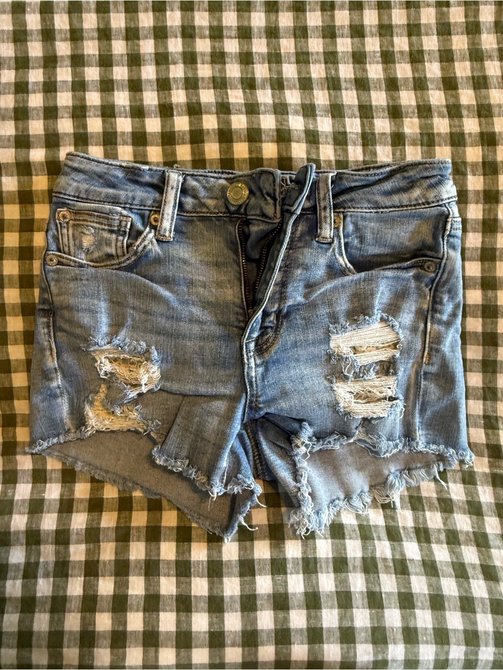 American Eagle Outfitters Light Blue Distressed Denim Shorts